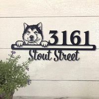 Thumbnail for Cute Alaskan Malamute  Address Sign, House Number Sign, Address Plaque, Dog Lovers Gift