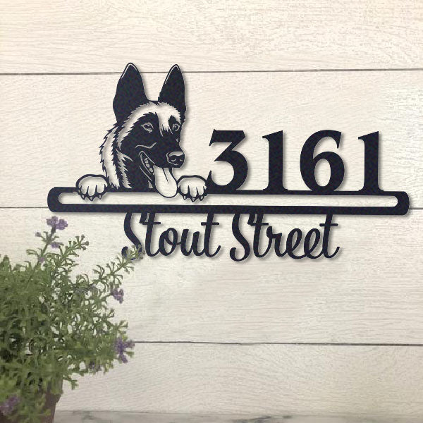 Cute Malinois 1    Address Sign, House Number Sign, Address Plaque, Dog Lovers Gift