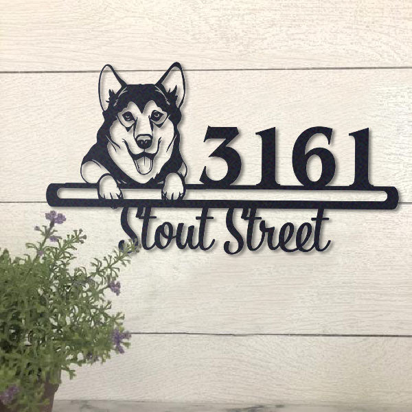 Cute Alaskan Malamute 3  Address Sign, House Number Sign, Address Plaque, Dog Lovers Gift