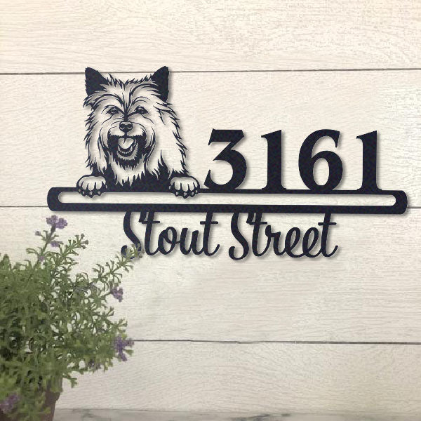 Cute Cairn Terrier    Address Sign, House Number Sign, Address Plaque, Dog Lovers Gift