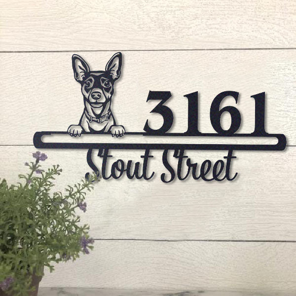 Cute Rat Terrier Address Sign House Number Address Plaque Dog Lovers Gift