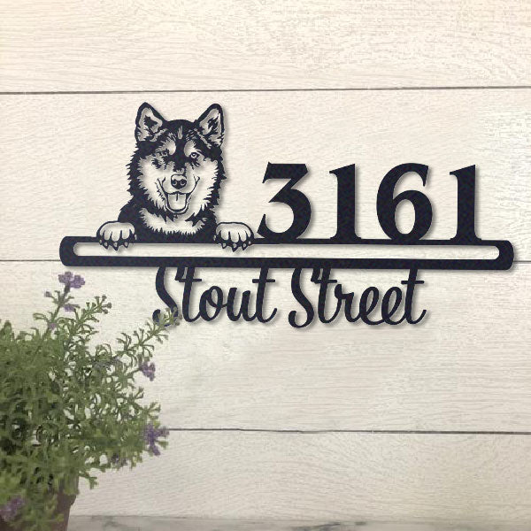 Cute Alaskan Malamute 2  Address Sign, House Number Sign, Address Plaque, Dog Lovers Gift
