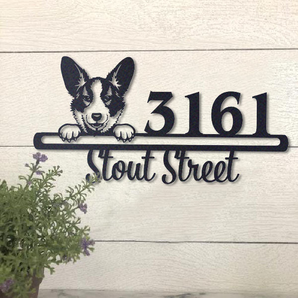 Cute Cadigan Welsh Corgi    Address Sign, House Number Sign, Address Plaque, Dog Lovers Gift