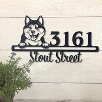 Thumbnail for Cute Akita  Address Sign, House Number Sign, Address Plaque, Dog Lovers Gift