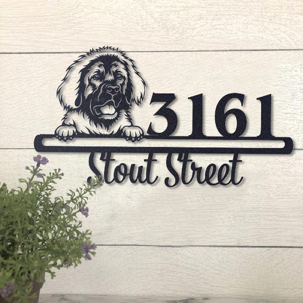 Cute Leonberger    Address Sign, House Number Sign, Address Plaque, Dog Lovers Gift