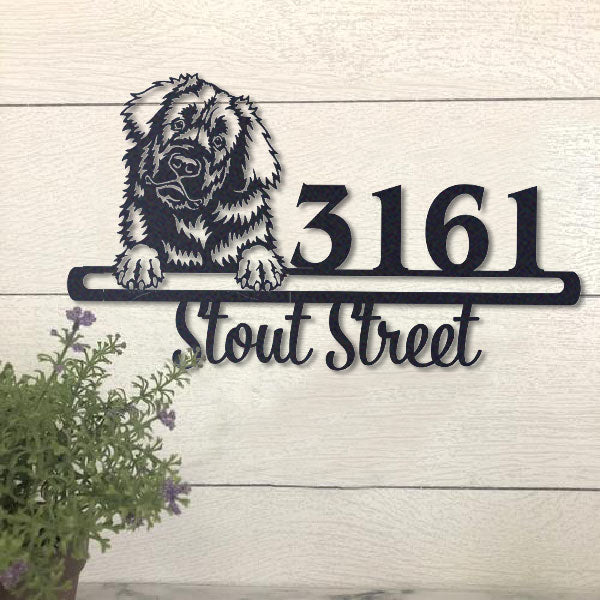 Cute Leonberger 2    Address Sign, House Number Sign, Address Plaque, Dog Lovers Gift