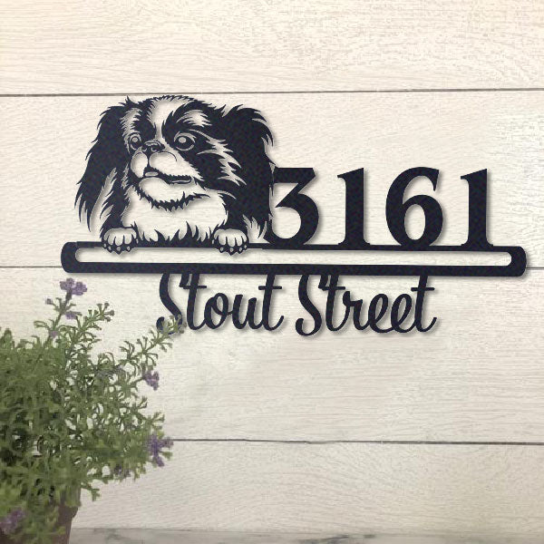 Cute Japanese Chin    Address Sign, House Number Sign, Address Plaque, Dog Lovers Gift