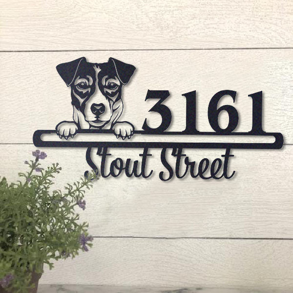 Cute Jack Russell    Address Sign, House Number Sign, Address Plaque, Dog Lovers Gift