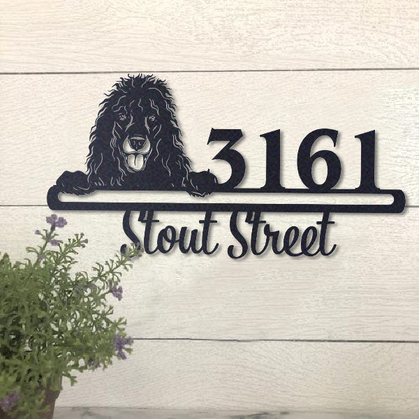 Cute Irish Water Spaniel    Address Sign, House Number Sign, Address Plaque, Dog Lovers Gift