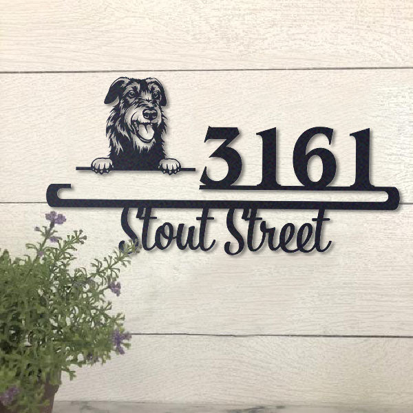 Cute Irish Wolfhound    Address Sign, House Number Sign, Address Plaque, Dog Lovers Gift