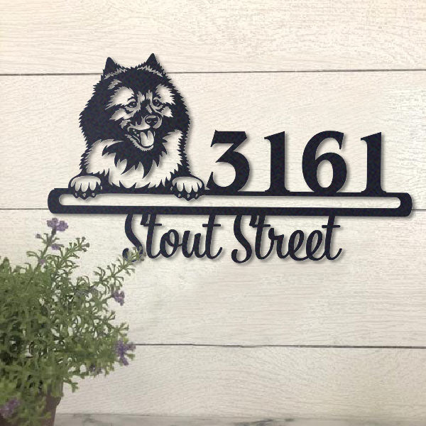 Cute Keeshond    Address Sign, House Number Sign, Address Plaque, Dog Lovers Gift