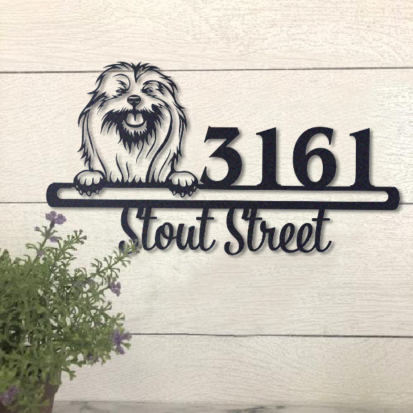 Cute Lhasa Apso    Address Sign, House Number Sign, Address Plaque, Dog Lovers Gift