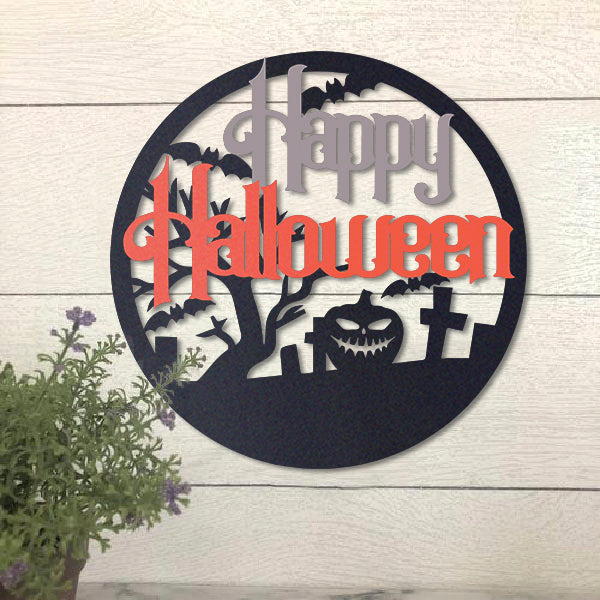 Funny Color Metal Sign Happy Halloween Idea For Halloween Decoration