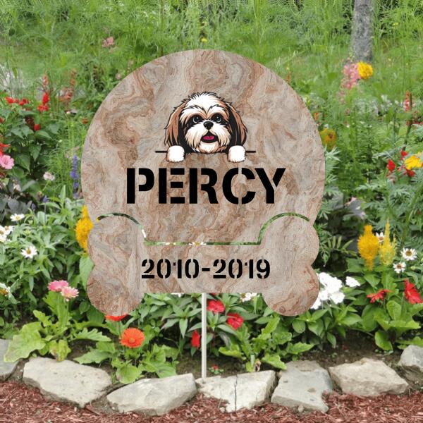 Colorful personalized dog memorial garden stake – front view