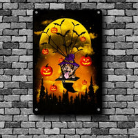 Thumbnail for Dog Lovers Printed Metal Dog With Bats On Halloween Night Personalized