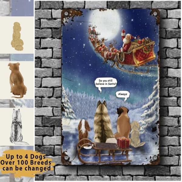Dog Lovers Printed Metal Wall Art Believe In Santa  Personalized Christmas Gift