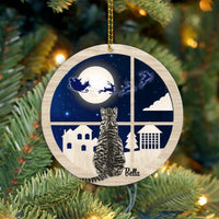 Thumbnail for Cat Lovers Layered Ornament Cat Looking Santa Through Window Personalized Christmas Gift