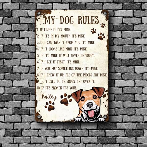 Dog Lovers Printed Metal Wall Art My Dog Rules Personalized