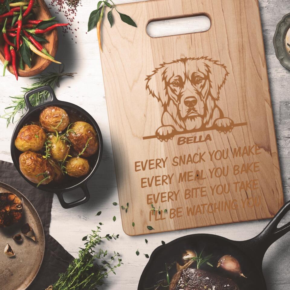 Personalized dog lovers maple cutting board for pet lovers