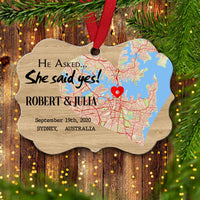 Thumbnail for Family Ornament Map Customize He Asked ... She Said Yes Anniversary Gift