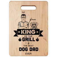 Thumbnail for Dog Lovers Maple Cutting Board King Of The Grill And The Best Dog Dad Ever Personalized