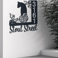 Thumbnail for Personalized Cute Floral Cat Metal Address Signs, House Number Signs, Address Plaque