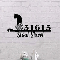 Thumbnail for Personalized Cute Cat Metal Address Signs, Outdoor Metal Sign, House Number Sign, Address Plaque