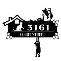 Thumbnail for Personalized Cute Cats Metal Address Sign House Number Address Plaque