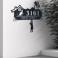 Thumbnail for Personalized Cute Cats Metal Address Sign House Number Address Plaque