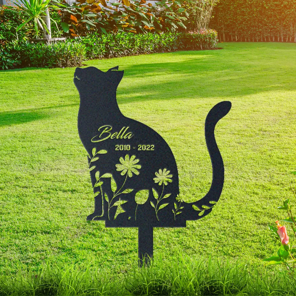 Personalized Cute Cat Garden Stake Pet Memorial Signs Pet Loss Gift
