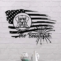 Thumbnail for Personalized Metal Signs Cute Dog Cat Gift with Beautiful American Flag, Wall Art Decor