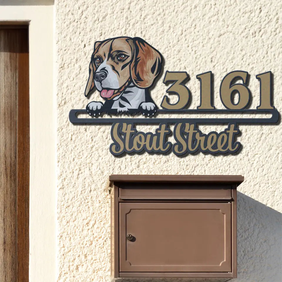 Personalized Cute Dogs Color Metal Address Signs, Outdoor Metal Sign, House Number Sign, Address Plaque