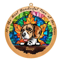 Thumbnail for Personalized Dog Lovers Suncatcher Ornament Most Wonderful Time of the Year