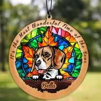 Thumbnail for Personalized Dog Lovers Suncatcher Ornament Most Wonderful Time of the Year