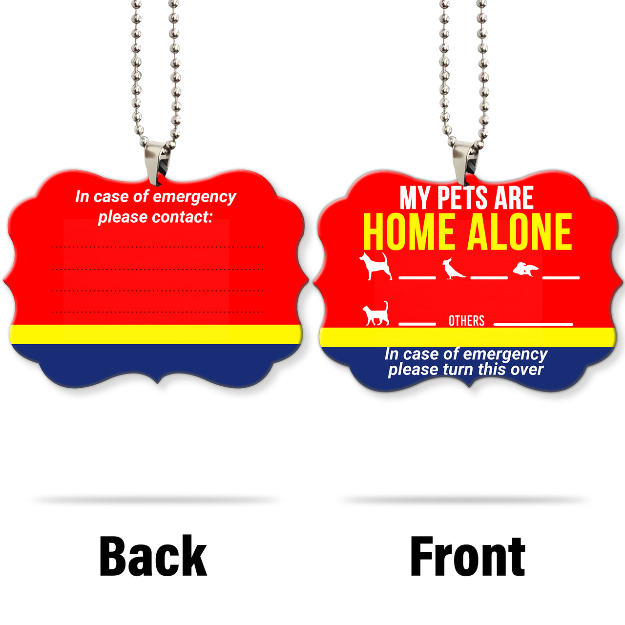Pets Emergency Sign Car Ornament My Pets Are Home Alone
