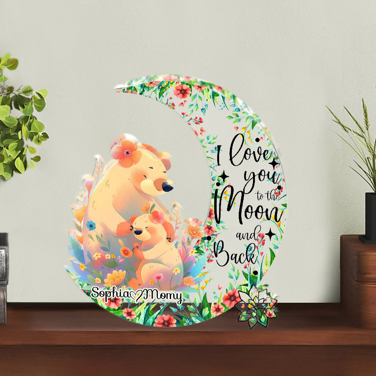 Family Acrylic Plaque Bears Love You To The Moon And Back Personalized Mother's Day Gift