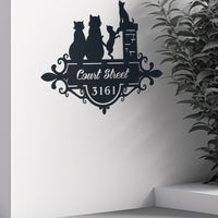 Thumbnail for Cat Lovers    Cute Cats Beside Chimney  Address Sign, House Number Sign, Address Plaque Personalized