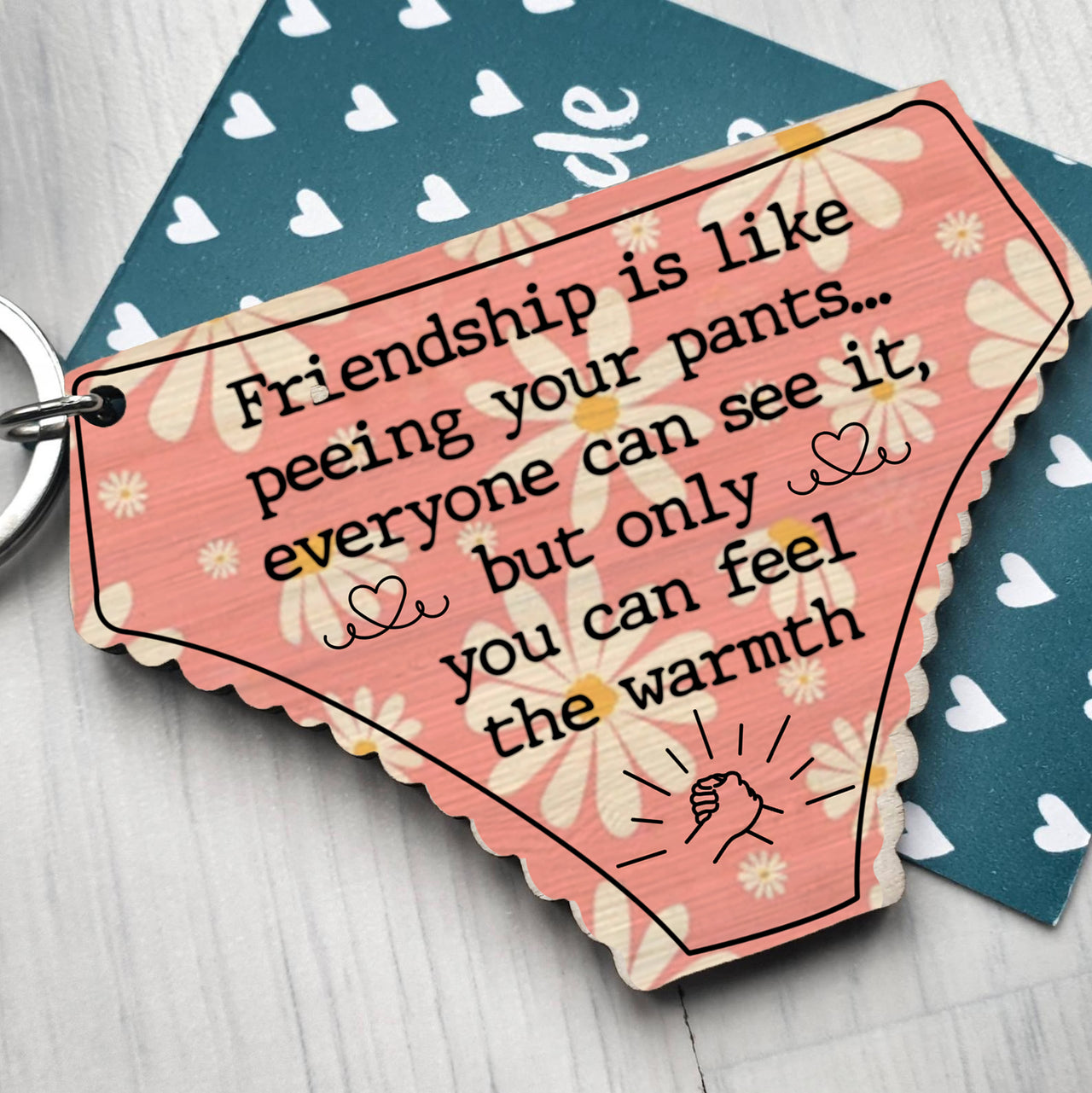 Best Friend Funny Wooden Keychain Friendship Are Like Peeing Your Pants Color Version