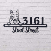 Thumbnail for Cute Bull Terrier    Address Sign, House Number Sign, Address Plaque, Dog Lovers Gift