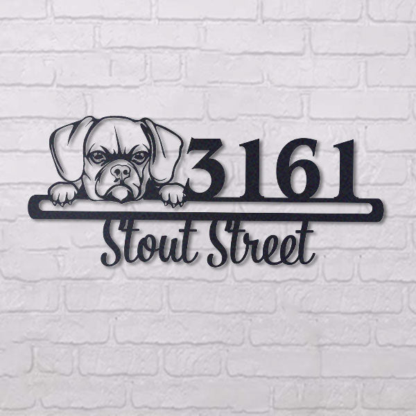Cute Puggle    Address Sign, House Number Sign, Address Plaque, Dog Lovers Gift