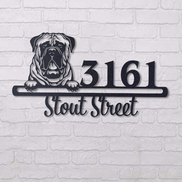 Cute Bullmastiff Address Sign, House Number Sign, Address Plaque, Dog Lovers Gift