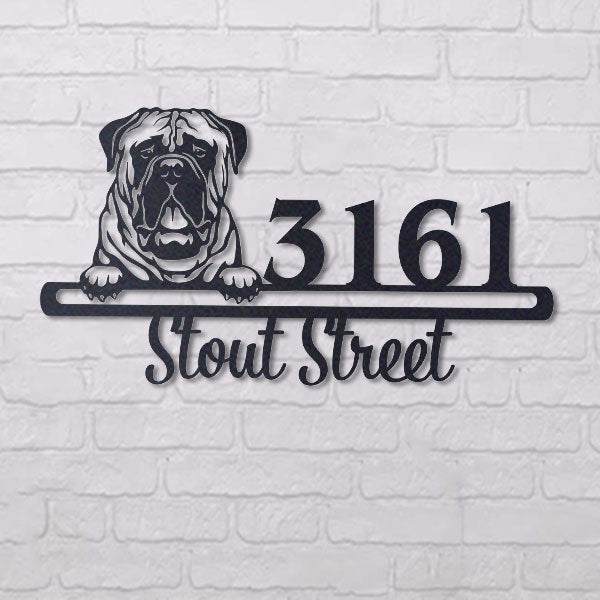 Cute Bullmastiff    Address Sign, House Number Sign, Address Plaque, Dog Lovers Gift