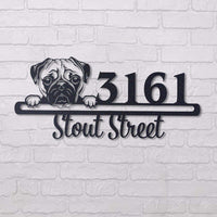 Thumbnail for Cute Pug 2    Address Sign, House Number Sign, Address Plaque, Dog Lovers Gift