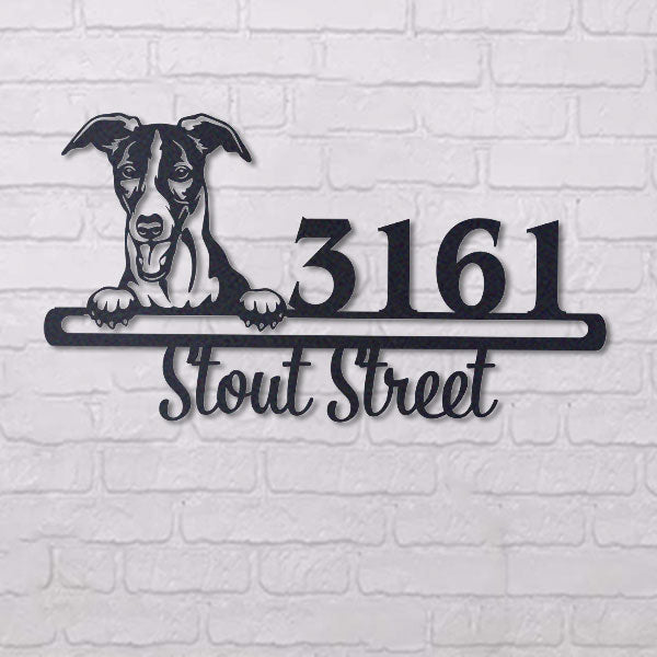 Cute Whippet    Address Sign, House Number Sign, Address Plaque, Dog Lovers Gift