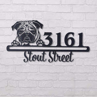 Thumbnail for Cute Pug    Address Sign, House Number Sign, Address Plaque, Dog Lovers Gift