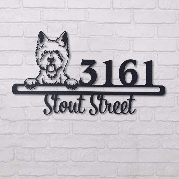 Cute West Highland Terrier    Address Sign, House Number Sign, Address Plaque, Dog Lovers Gift