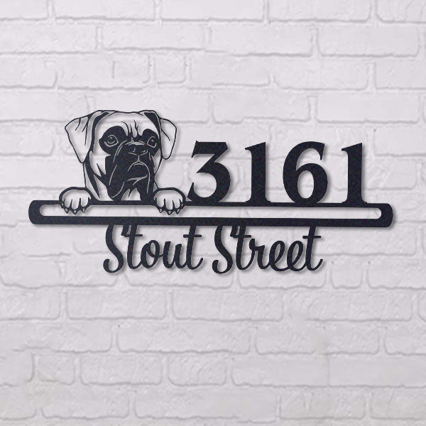 Cute Boxer    Address Sign, House Number Sign, Address Plaque, Dog Lovers Gift