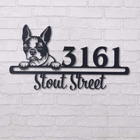 Thumbnail for Cute Boston-Terrier Brittany    Address Sign, House Number Sign, Address Plaque, Dog Lovers Gift