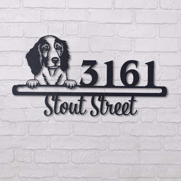 Cute Welsh Springer Spaniel    Address Sign, House Number Sign, Address Plaque, Dog Lovers Gift