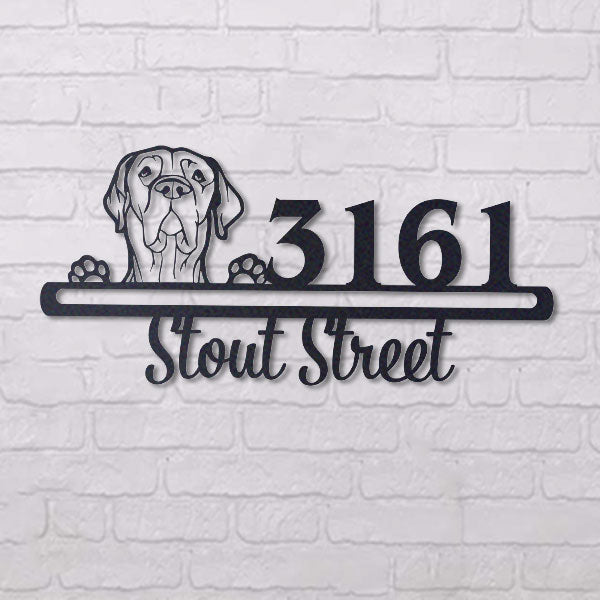 Cute Bordeaux Great Dane    Address Sign, House Number Sign, Address Plaque, Dog Lovers Gift